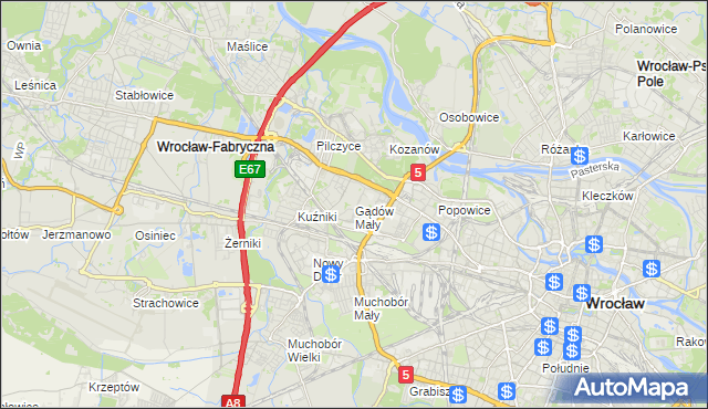 mapa Gądów Mały, Gądów Mały na mapie Targeo