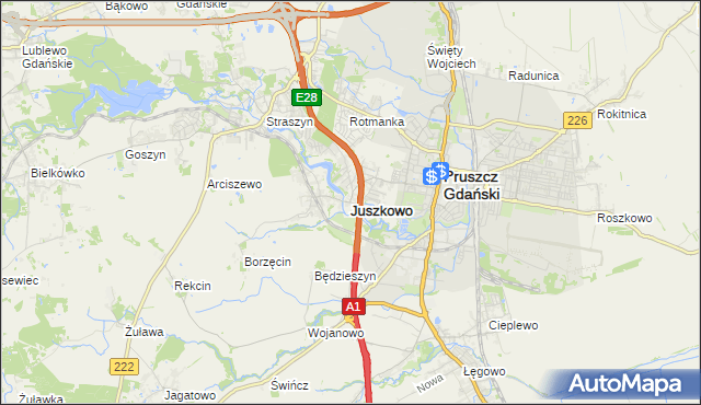 mapa Juszkowo, Juszkowo na mapie Targeo