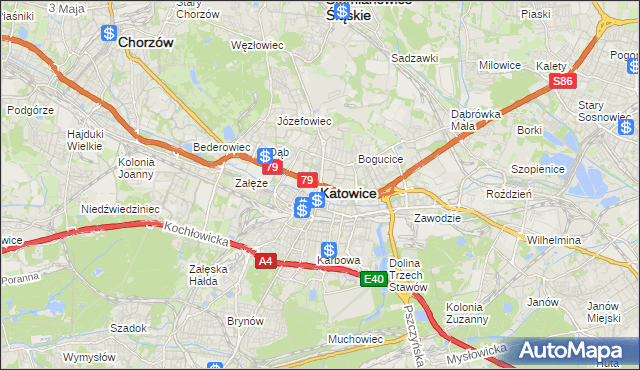 mapa Katowic, Katowice na mapie Targeo