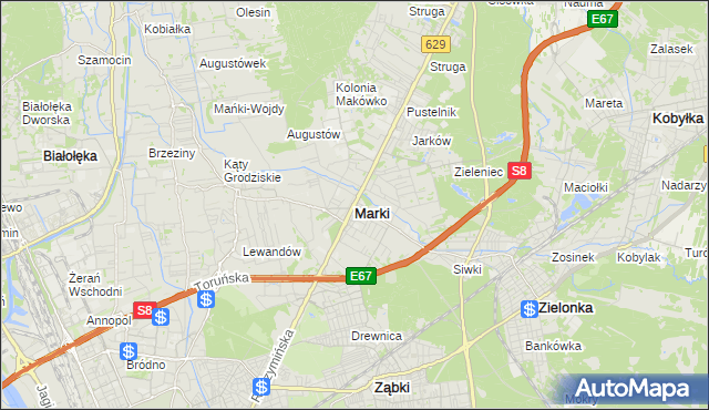 mapa Marki powiat wołomiński, Marki powiat wołomiński na mapie Targeo