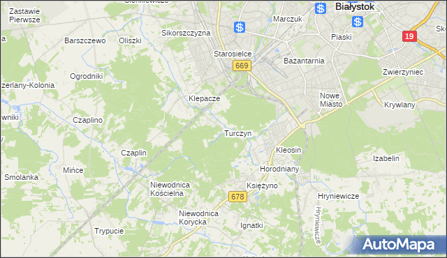 mapa Turczyn gmina Choroszcz, Turczyn gmina Choroszcz na mapie Targeo