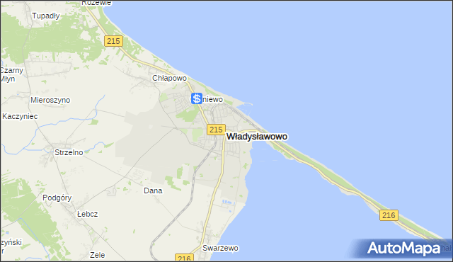 mapa Władysławowo powiat pucki, Władysławowo powiat pucki na mapie Targeo