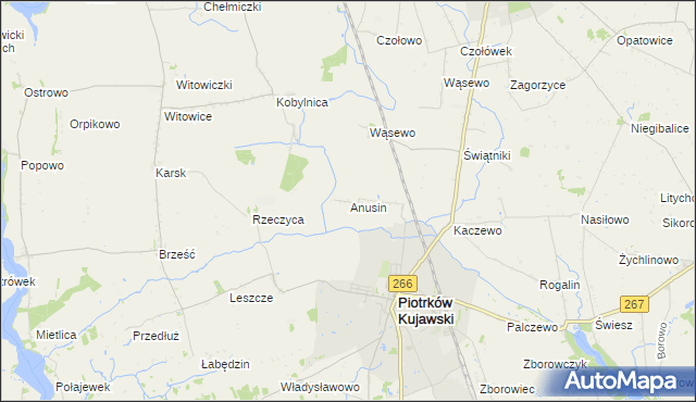 mapa Anusin gmina Piotrków Kujawski, Anusin gmina Piotrków Kujawski na mapie Targeo