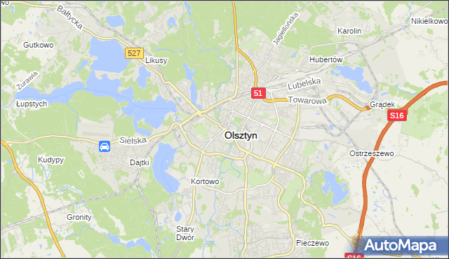 mapa Olsztyna, Olsztyn na mapie Targeo