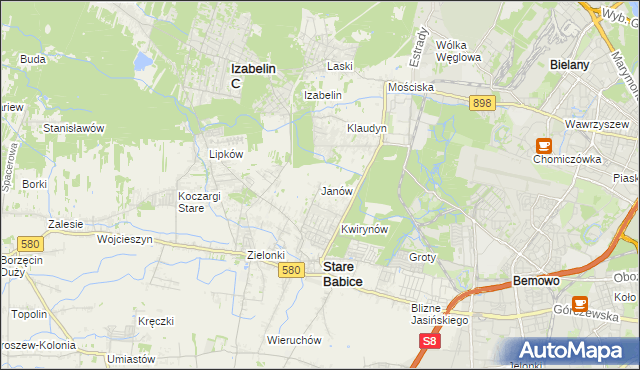 mapa Janów gmina Stare Babice, Janów gmina Stare Babice na mapie Targeo