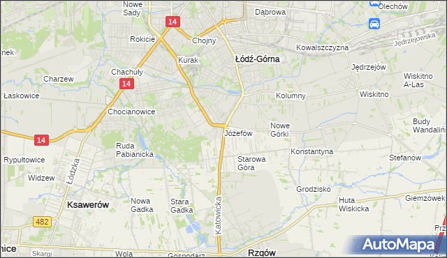 mapa Józefów gmina Łódź, Józefów gmina Łódź na mapie Targeo