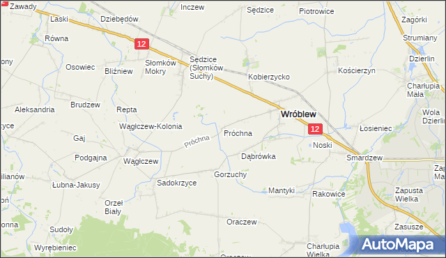 mapa Próchna, Próchna na mapie Targeo