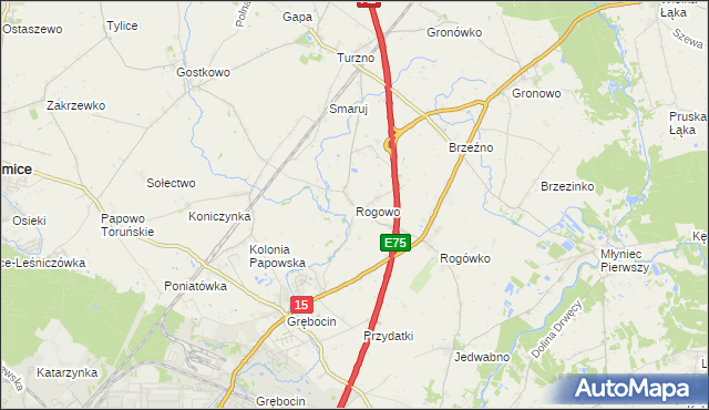mapa Rogowo gmina Lubicz, Rogowo gmina Lubicz na mapie Targeo