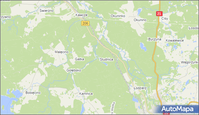 mapa Studnica gmina Miastko, Studnica gmina Miastko na mapie Targeo