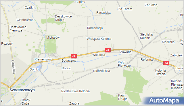 mapa Wielącza, Wielącza na mapie Targeo