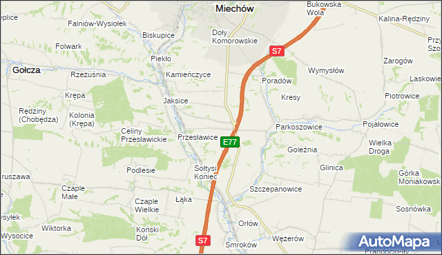 mapa Wielki Dół gmina Miechów, Wielki Dół gmina Miechów na mapie Targeo