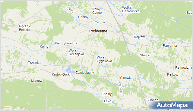 mapa Wola Cygowska, Wola Cygowska na mapie Targeo