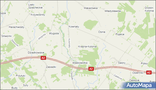 mapa Krasna-Kolonia, Krasna-Kolonia na mapie Targeo