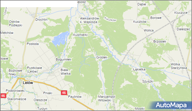 mapa Gródek gmina Lelów, Gródek gmina Lelów na mapie Targeo