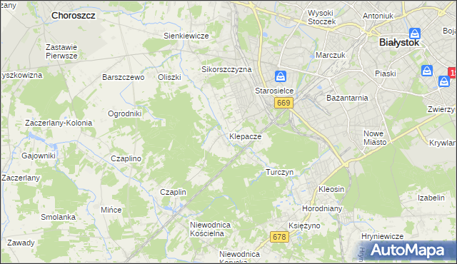mapa Klepacze gmina Choroszcz, Klepacze gmina Choroszcz na mapie Targeo