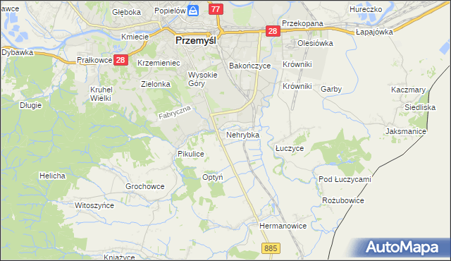 mapa Nehrybka, Nehrybka na mapie Targeo