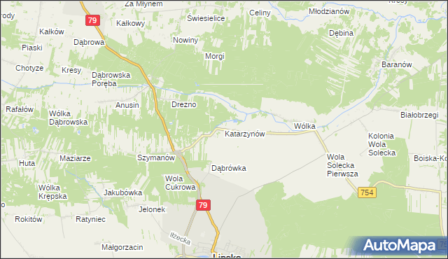 mapa Katarzynów gmina Lipsko, Katarzynów gmina Lipsko na mapie Targeo