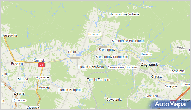 mapa Samsonów-Komorniki, Samsonów-Komorniki na mapie Targeo
