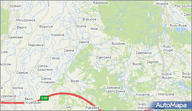 mapa Dąbrówka gmina Rzezawa, Dąbrówka gmina Rzezawa na mapie Targeo