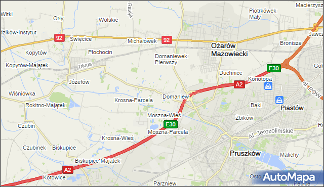 mapa Domaniew gmina Brwinów, Domaniew gmina Brwinów na mapie Targeo