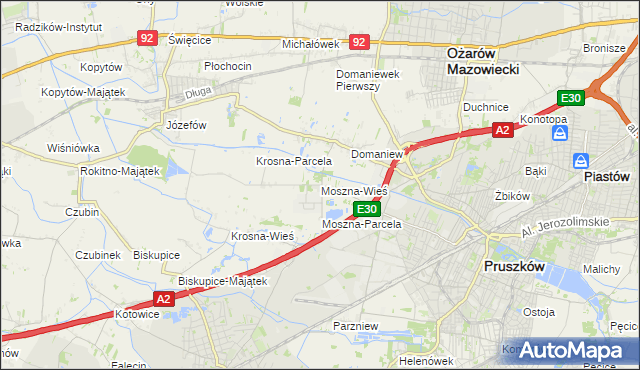 mapa Moszna-Wieś, Moszna-Wieś na mapie Targeo