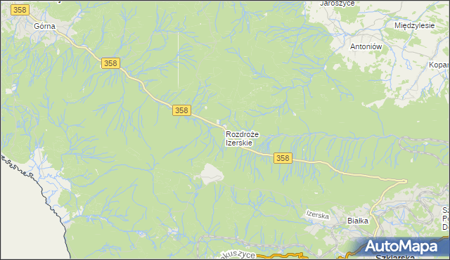 mapa Rozdroże Izerskie, Rozdroże Izerskie na mapie Targeo