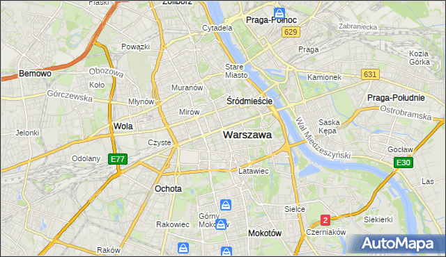 mapa Warszawy, Warszawa na mapie Targeo