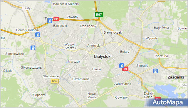 mapa Białegostoku, Białystok na mapie Targeo