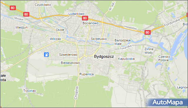 mapa Bydgoszczy, Bydgoszcz na mapie Targeo