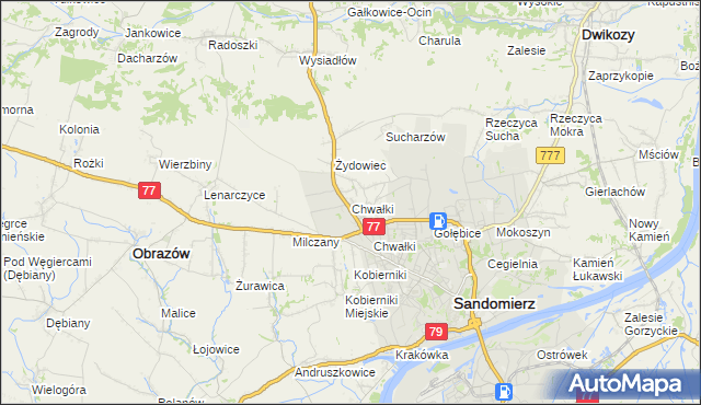 mapa Chwałki gmina Obrazów, Chwałki gmina Obrazów na mapie Targeo