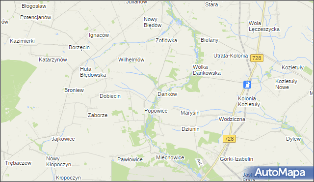 mapa Dańków gmina Błędów, Dańków gmina Błędów na mapie Targeo