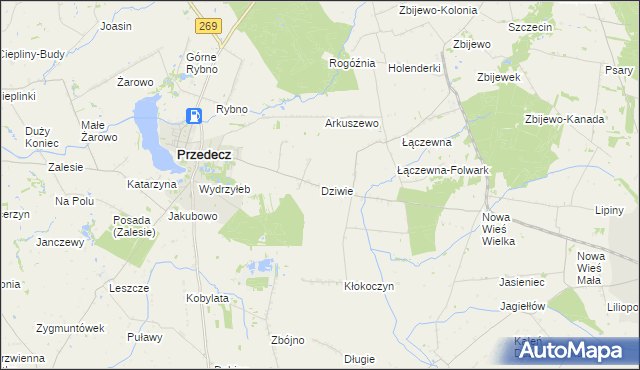 mapa Dziwie, Dziwie na mapie Targeo