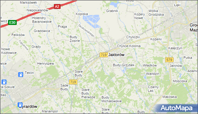 mapa Jaktorów-Kolonia, Jaktorów-Kolonia na mapie Targeo