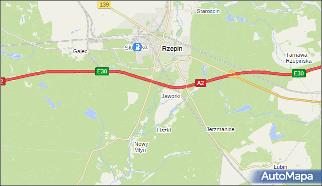 mapa Jaworki gmina Rzepin, Jaworki gmina Rzepin na mapie Targeo