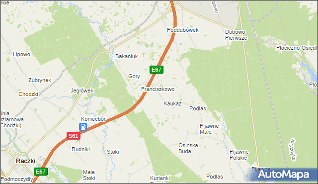 mapa Józefowo gmina Raczki, Józefowo gmina Raczki na mapie Targeo