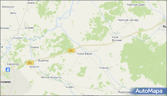 mapa Koce-Piskuły, Koce-Piskuły na mapie Targeo