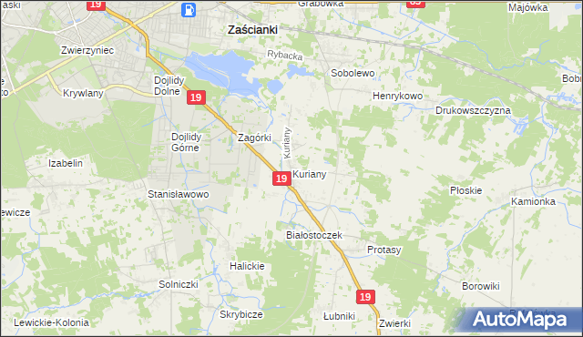 mapa Kuriany gmina Zabłudów, Kuriany gmina Zabłudów na mapie Targeo
