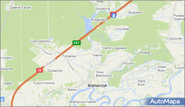 mapa Niemiry gmina Brańszczyk, Niemiry gmina Brańszczyk na mapie Targeo