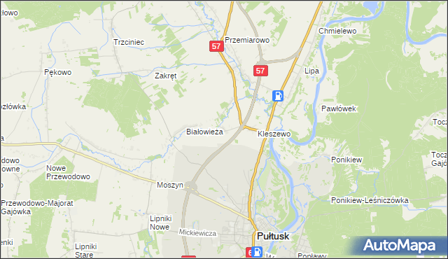mapa Olszak gmina Pułtusk, Olszak gmina Pułtusk na mapie Targeo