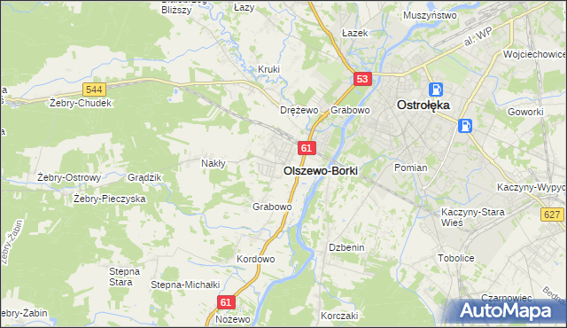 mapa Olszewo-Borki, Olszewo-Borki na mapie Targeo