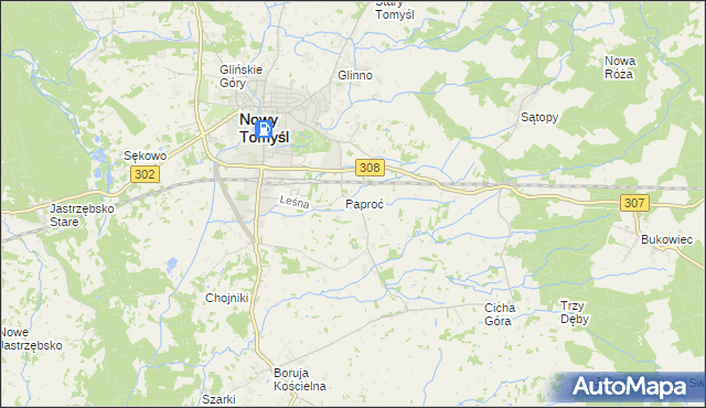 mapa Paproć, Paproć na mapie Targeo