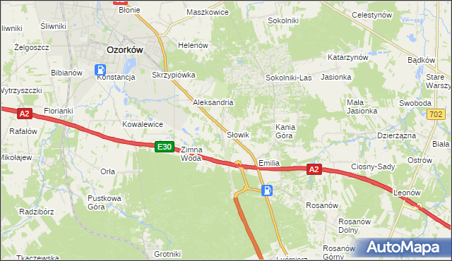 mapa Słowik gmina Zgierz, Słowik gmina Zgierz na mapie Targeo