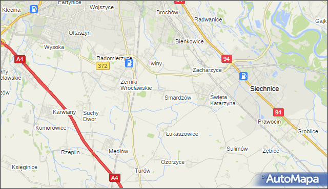 mapa Smardzów gmina Siechnice, Smardzów gmina Siechnice na mapie Targeo