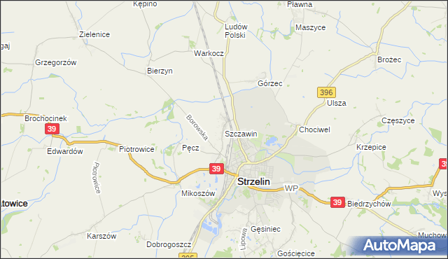 mapa Szczawin gmina Strzelin, Szczawin gmina Strzelin na mapie Targeo