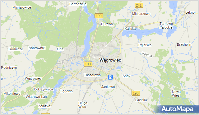 mapa Wągrowiec, Wągrowiec na mapie Targeo