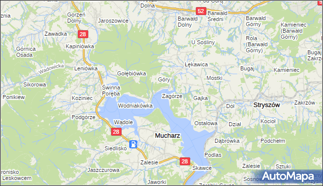 mapa Zagórze gmina Mucharz, Zagórze gmina Mucharz na mapie Targeo