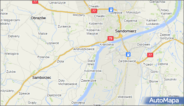 mapa Zawisełcze, Zawisełcze na mapie Targeo