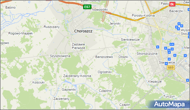 mapa Barszczewo gmina Choroszcz, Barszczewo gmina Choroszcz na mapie Targeo