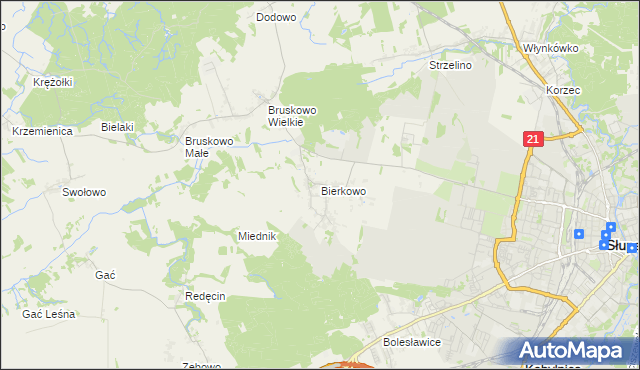 mapa Bierkowo, Bierkowo na mapie Targeo