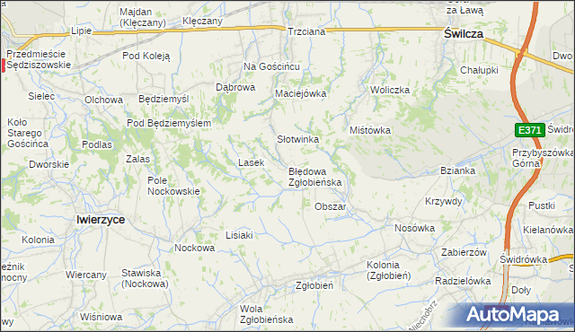 mapa Błędowa Zgłobieńska, Błędowa Zgłobieńska na mapie Targeo